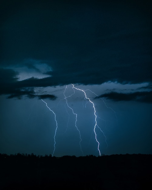 Photo of the lightning in the night sky