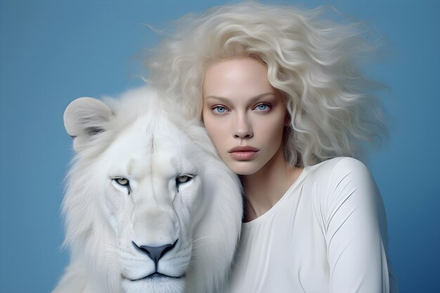 Photo lion on white in a studio background