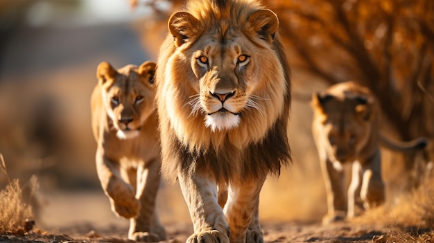 Photo of lions in the African savanna