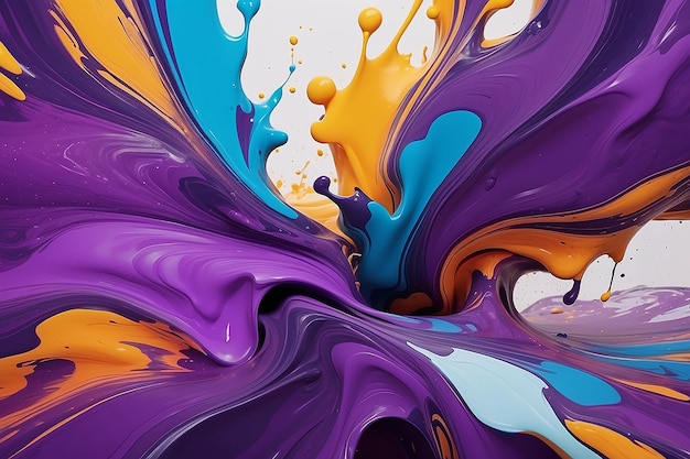 Фото жидкая фиолетовая художественная живопись абстрактный красочный фон с цветовыми брызгами и красками современный ар