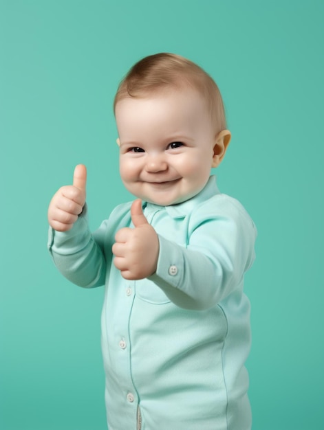 Photo little baby giving a thumbs up isolated on transparent background