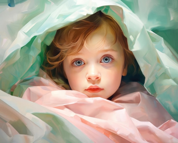 Photo of a little girl in a blanket