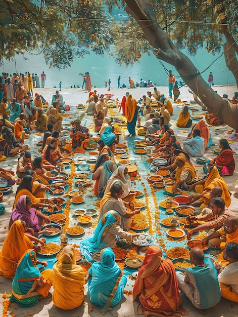 Photo of Locals Celebrating a Picnic in a Festive Indian Festival Wit Family Activities Job Care