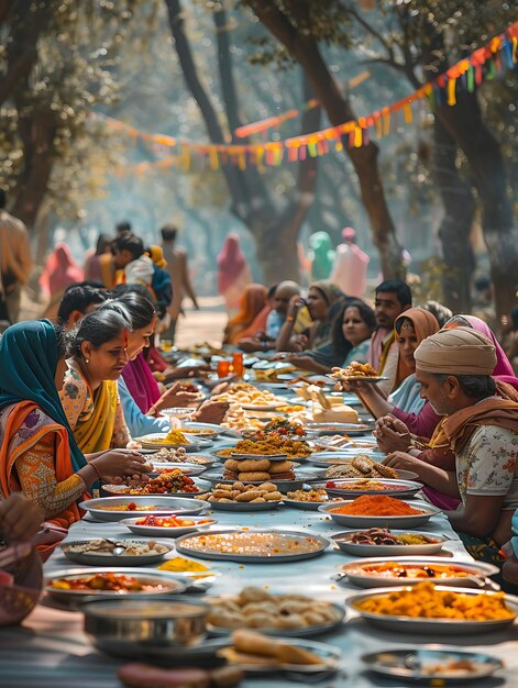 Photo of Locals Celebrating a Picnic in a Festive Indian Festival Wit Family Activities Job Care