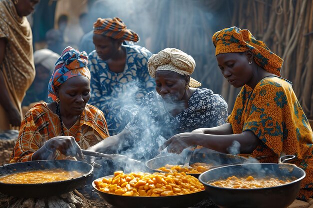 Photo of Locals Preparing Traditional Dishes at a Holiday Street Fair Festival Holiday Concept