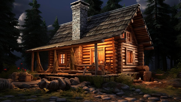 Photo a photo of a log cabin symbolizing serene living