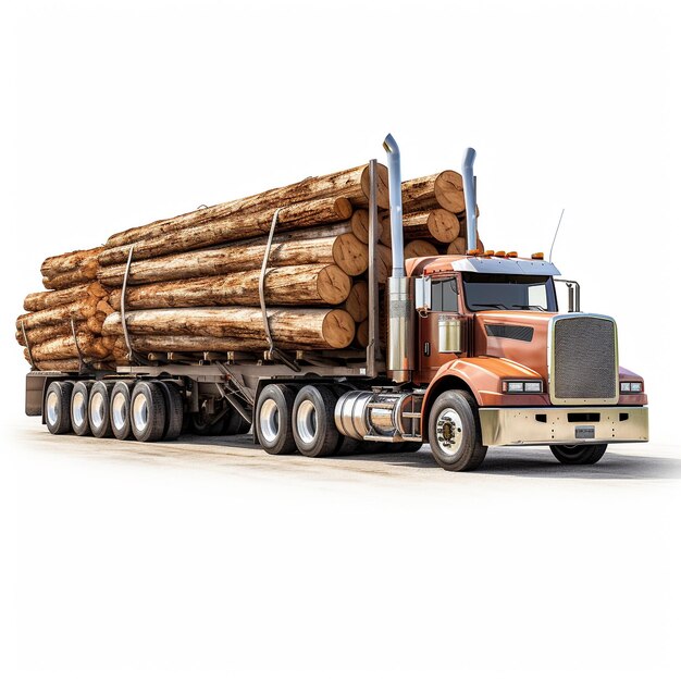 Photo of logging trucks isolated on white background