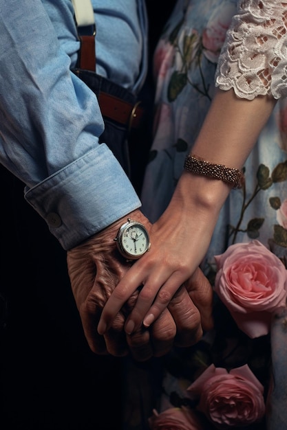 photo love and tenderness in the couple's crossed hands