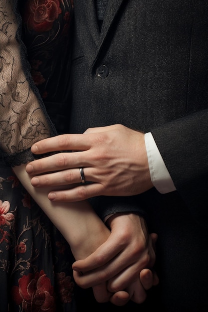 Photo photo love and tenderness in the couple's crossed hands