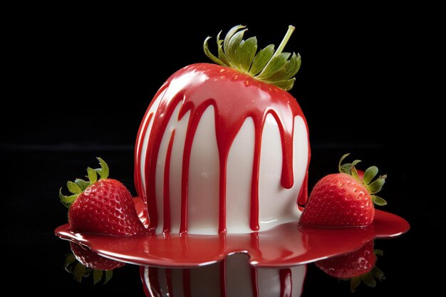 Photo of a luscious strawberry dipped in creamy white chocolate