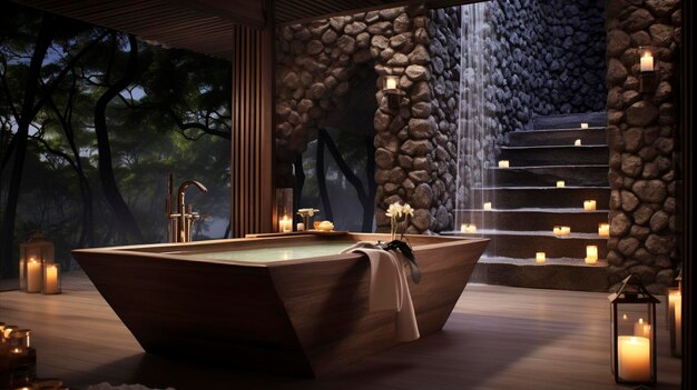 A Photo of a Luxurious Bathroom with a Spa like Atmosphere