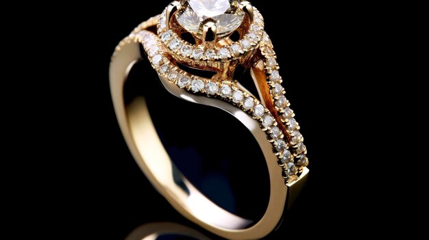 A Photo of Luxurious Gold Engagement Ring with Diamond