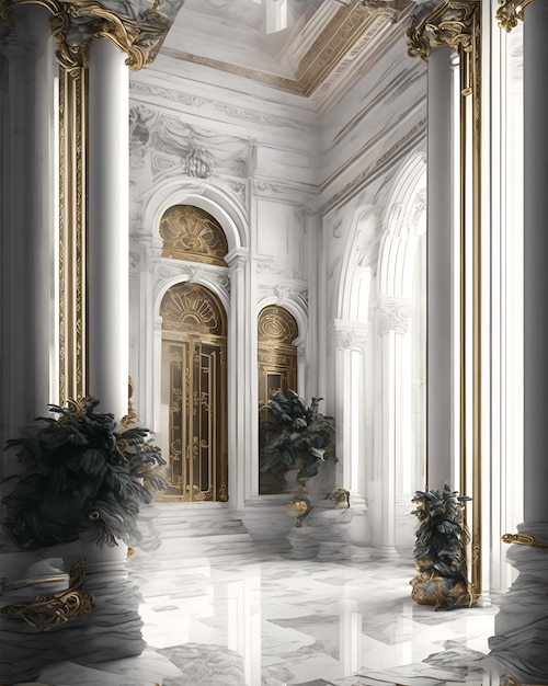 Premium AI Image | Photo of a luxurious room with ornate columns and a ...