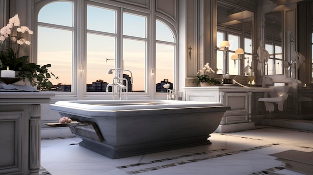 A photo of a luxury bathroom with a spa tub