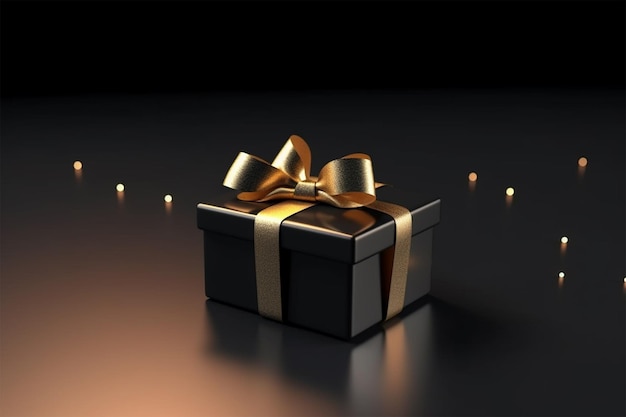 Photo luxury black gift boxes with gold ribbon