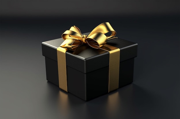 Photo luxury black gift boxes with gold ribbon