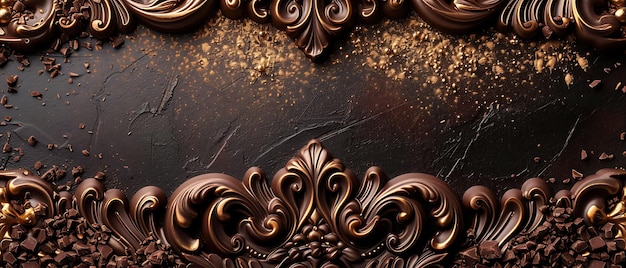 Foto foto di barrette di cioccolato di lusso con intricati disegni incisi e banner pubblicitari go design layout art