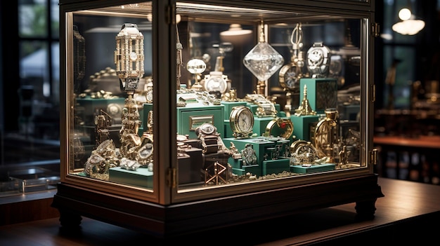 A photo of a luxury jeweler's display case