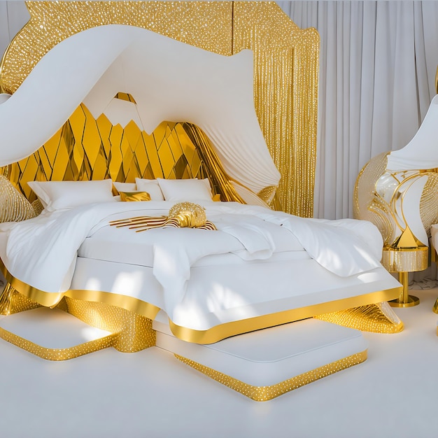 Photo photo luxury modern wedding style futuristic event bed pictures ai generated
