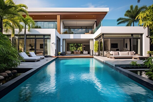 Photo photo luxury pool villa spectacular contemporary design digital art real estate home house and property