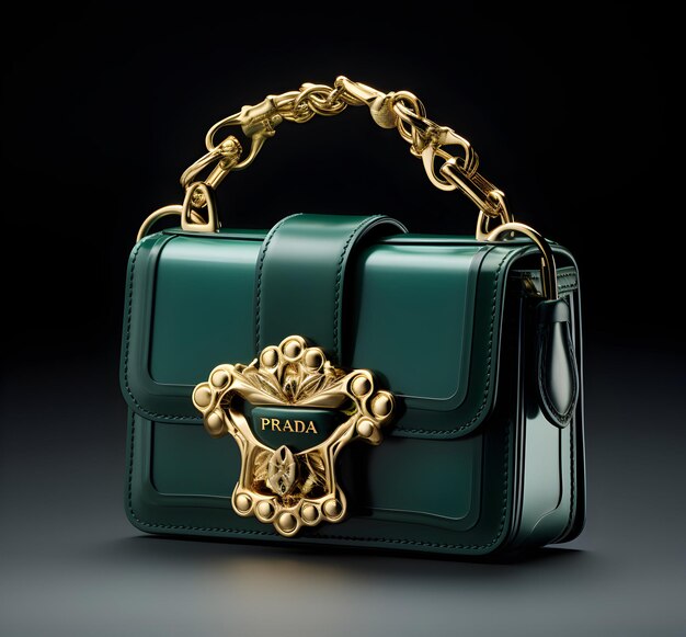 Photo photo luxury woman green handbag generative ai