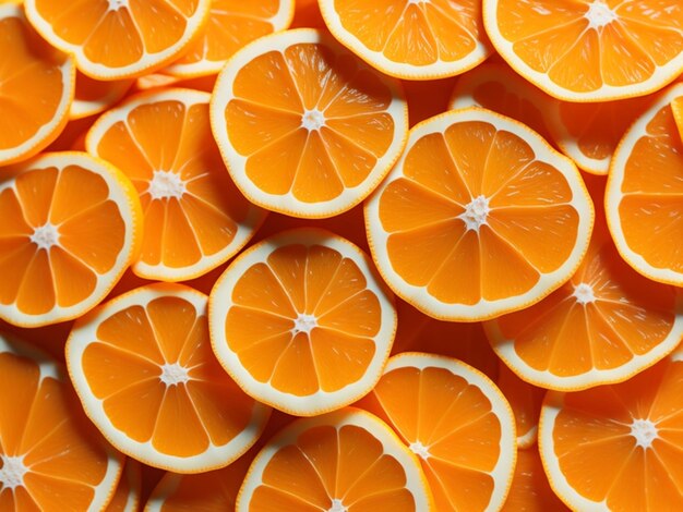 Photo macro orange heap of fresh orange slices background