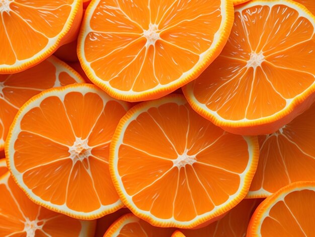 Photo macro orange heap of fresh orange slices background