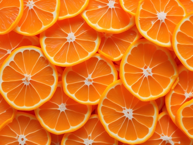 Фото Фото макро оранжевая куча свежих ломтиков апельсина фон