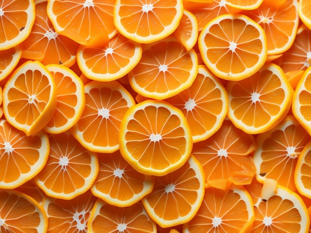 Фото Фото макро оранжевая куча свежих ломтиков апельсина фон