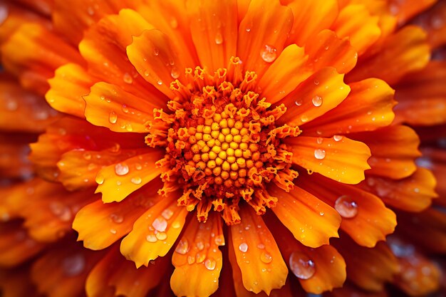 Foto foto di un macroscopio di un centro di marigold