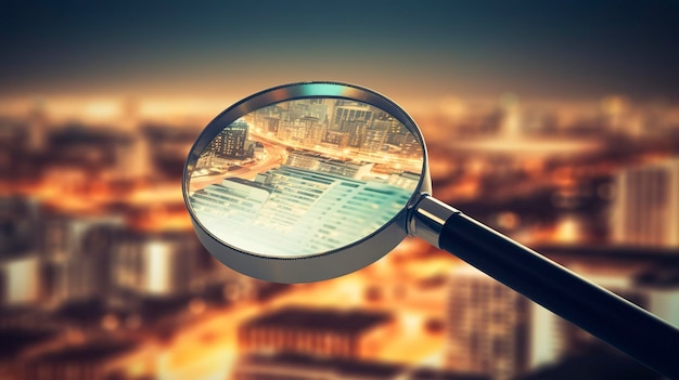 A photo of a magnifying glass highlighting details on a financial statement