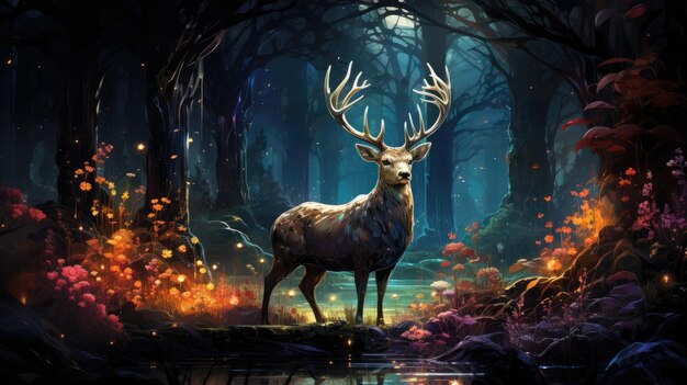 Anime Wilderness: 4K Wallpaper for PC - Majestic Deer in Nature - Free  Download