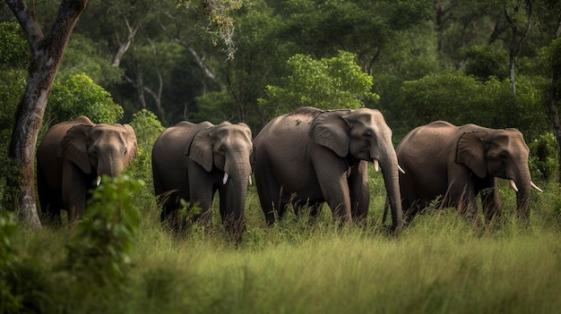 A Photo of a Majestic Elephant Herd