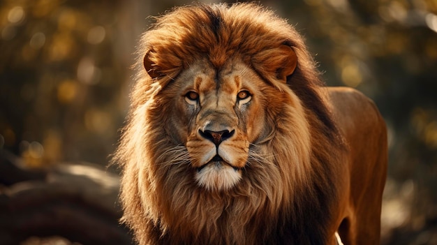 A photo of a majestic lion in extreme close up