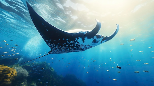 Photo a photo of a majestic manta ray gliding