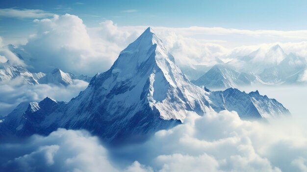 A photo of a majestic mountain peak piercing