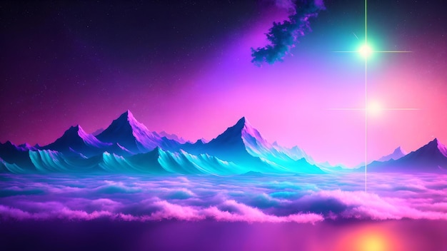 Photo of a majestic mountain range painted against a vibrant sky