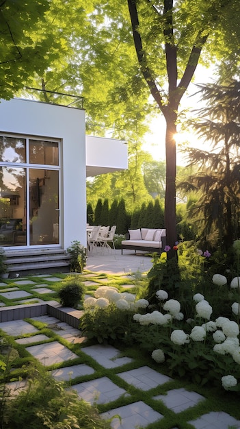 Photo of Make a romantic modern garden white house