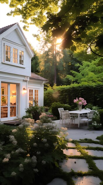 Photo of Make a romantic modern garden white house