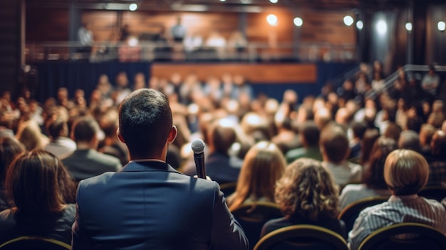 Photo Male Business Executive Giving a Speech