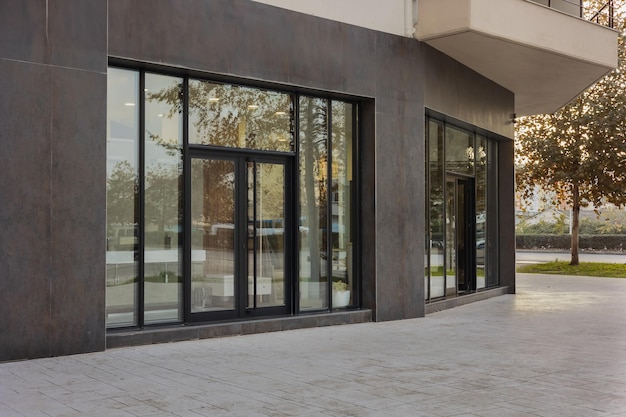 photo of the mall shopping street in europe exterior of a new shopping center building