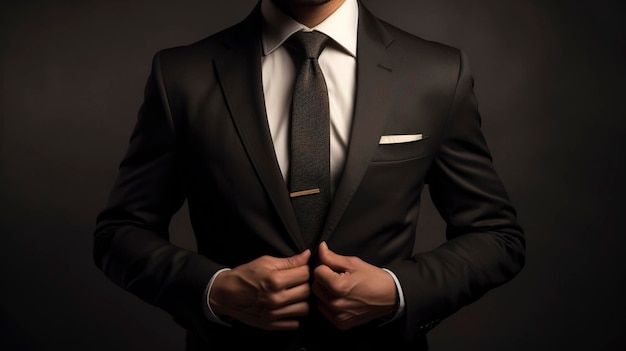 Photo of man in business suit on brown background