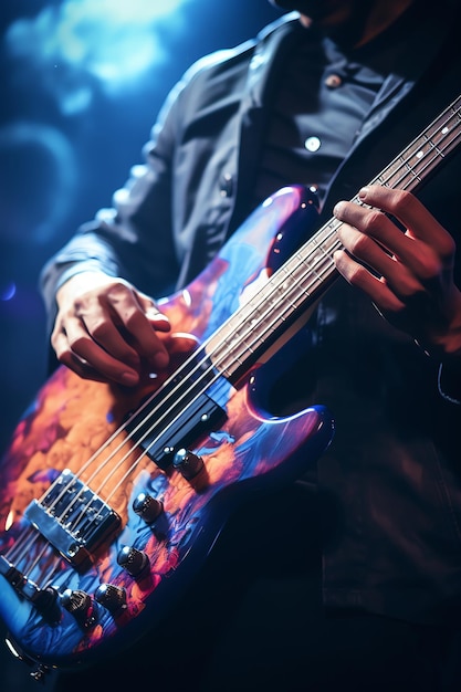 Photo of man playing electric guitar