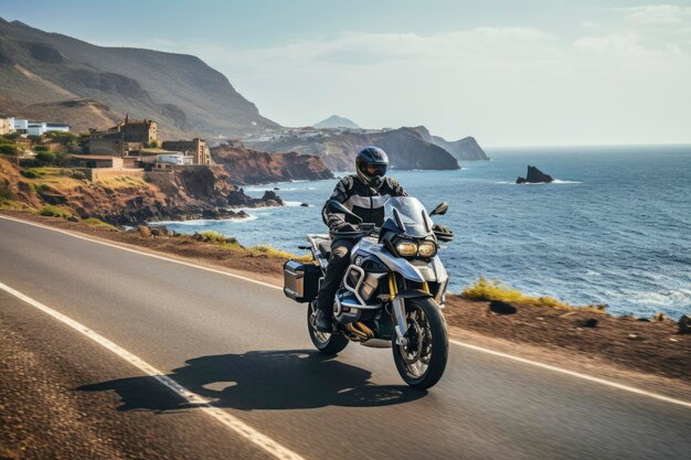 Photo photo a man riding motorbike