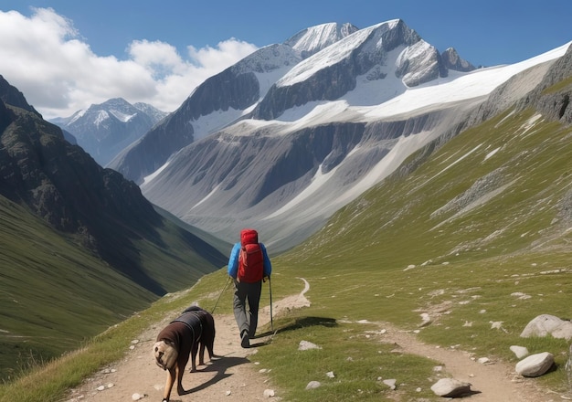 Photo of man walking on the mountain