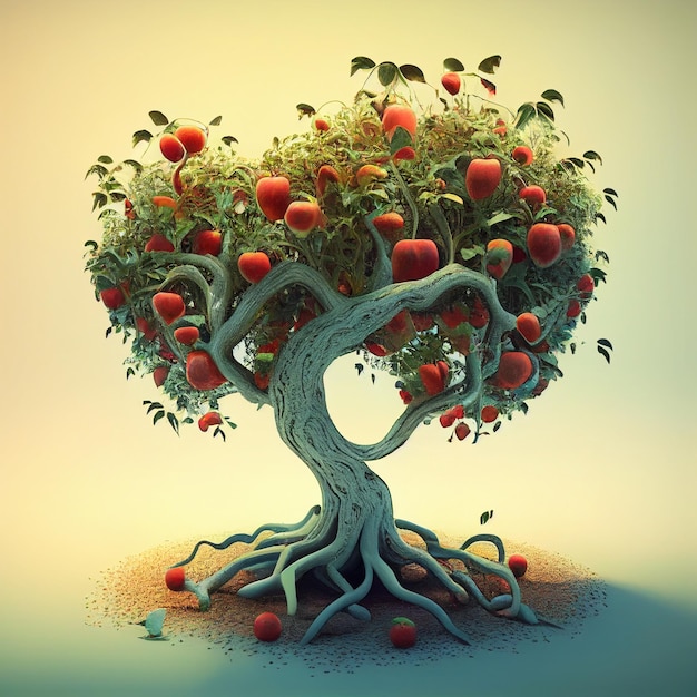 Photo photo manipulation apple tree image 3d illustration with colofull background