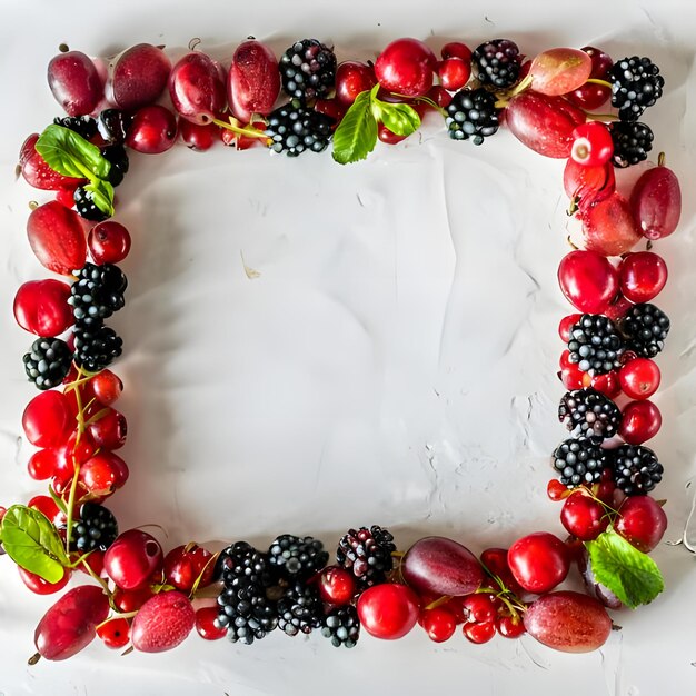 Photo Many Different Berries In The Form Of A Frame On A White Background 4