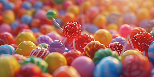 Foto foto di molti dolcetti di zucchero arcobaleno in una stravaganza