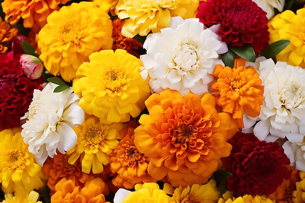 Photo of Marigold and other flowers in a mixed bouquet