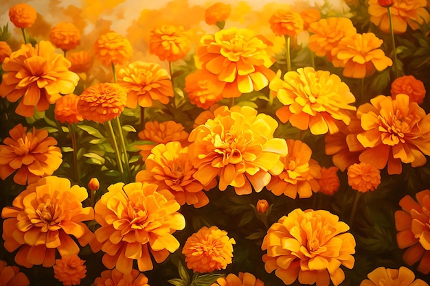 Photo of Marigolds in a vintagestyle garden setting